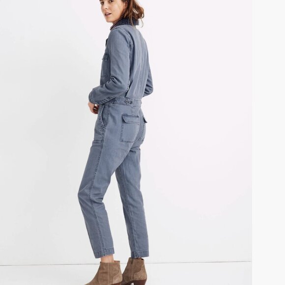 Madewell Sherpa Coverall Jumpsuit in Sunfaded Indigo Size XXS - Picture 2 of 7